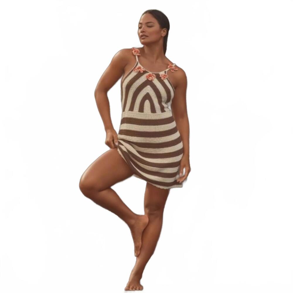 $128 Anthropologie Celandine  Crochet Halter Mini Dress, SIZE S # 637